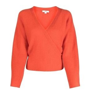 Vince Cross Front Wool & Mohair-Blend V Neck Sweater
Size Large Orange